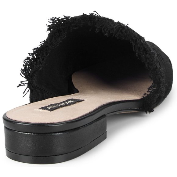 NEW AVA & AIDEN Women Bailey Burnished Velvet Fringe Trim Asymmetric Mule Slip - Picture 6 of 7